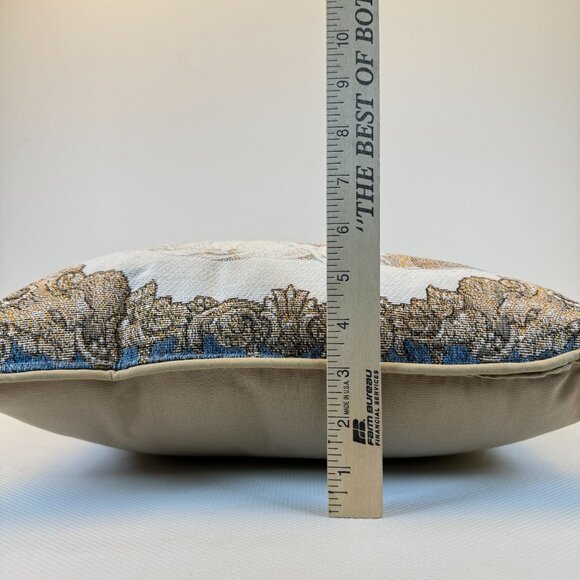 Vintage Nativity Tapestry Throw Pillow 16"x16" Tan Backing Mary Joseph Jesus - Picture 6 of 6